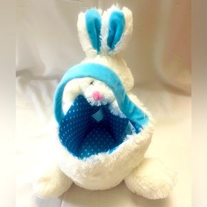 Easter bunny basket.  Easter eggs, polka dots lining